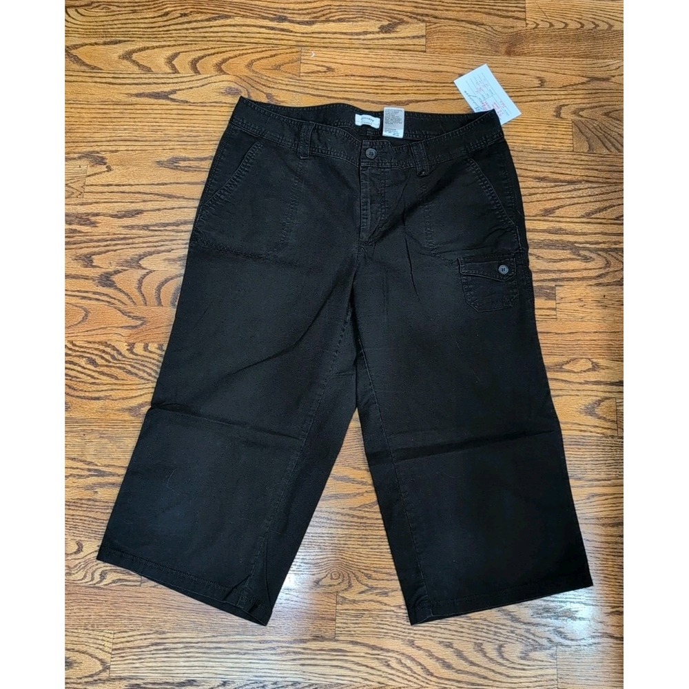 EUC Levi Dockers Favorite Fit Womens BLACK Cargo Capri‎ Stretch Pants Sz 14